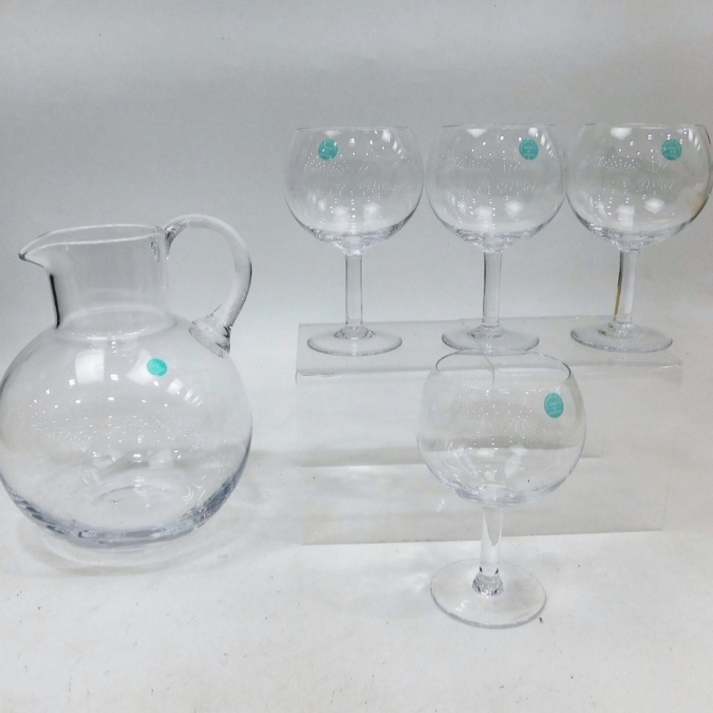 Tiffany & Co Crystal Refresher Water Pitcher W/4 Glasses